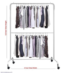 Double-Tier Heavy-Duty Silver Iron Wardrobe Organizer (5.5 ft x 4 ft)
