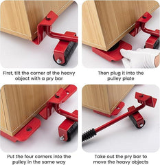 Heavy-Duty Furniture Mover Tool Set (Red Steel)