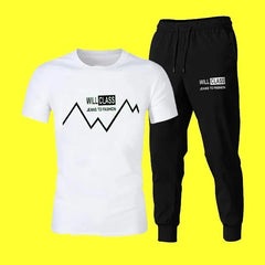 2-Piece Black Markhor Printed Track Suit for Men & Boys – Soft, Breathable & Lightweight Summer Wear