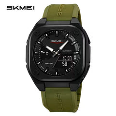 SKMEI Men's World Timer Sports Watch – Dual Time Analog-Digital Chronograph