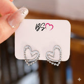 ZJE-164 Heart Shape Double Earrings – Korean Style Gold Layered Drop Earrings