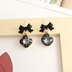 WJ-166 Bow Shape Korean Earrings – Elegant Aesthetic Drop Earrings