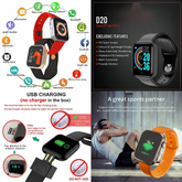 D20 Ultra Smart Watch – Bluetooth Fitness Tracker with Health & Heart Rate Monitor