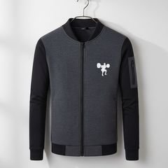 Men’s Charcoal Grey Gym Printed Fleece Zipper Jacket – New Winter Collection