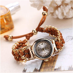 Girls Luxury Handmade Bracelet Rope Watch – Elegant Analog Woven Timepiece