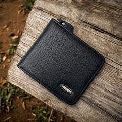 Dunbollu Premium Gold-Zip Unisex Leather Wallet