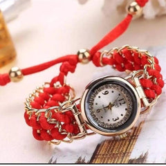 Girls Luxury Handmade Bracelet Rope Watch – Elegant Analog Woven Timepiece