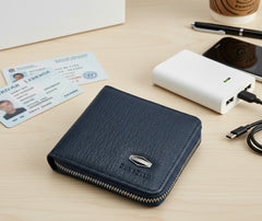 Dunbollu Premium Gold-Zip Unisex Leather Wallet