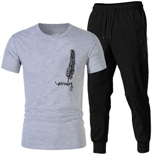 Men’s & Boys’ Markhor Printed 2-Piece Tracksuit | Black Summer Collection