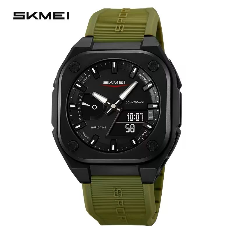 SKMEI Men's World Timer Sports Watch – Dual Time Analog-Digital Chronograph