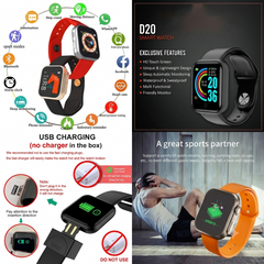 D20 Ultra Smart Watch – Bluetooth Fitness Tracker with Health & Heart Rate Monitor