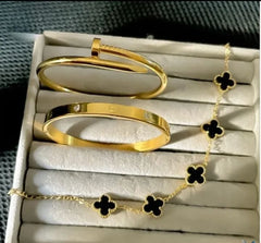 Stainless Steel 3-Piece Bracelet & Bangle Set – Durable & Elegant Jewelry Combo for Men & Women