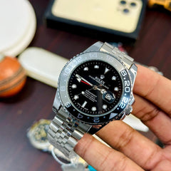 Classic Luxury Men’s Watch – Silver & Black Tone Analog Timepiece for Daily & Formal Wear