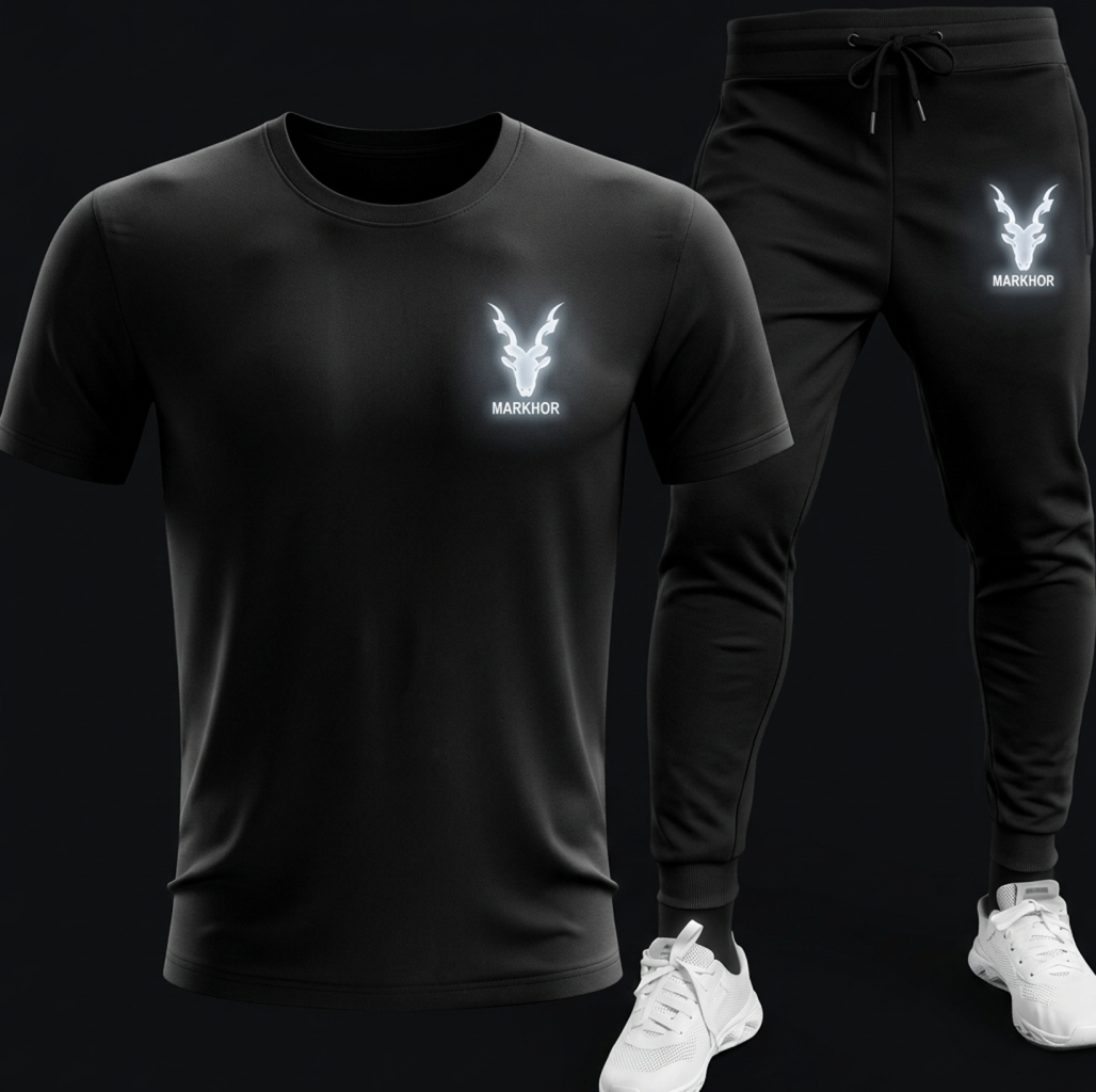 Men's Trendy Markhor Printed 2-Piece Tracksuit – Soft, Lightweight & Breathable Summer Wear