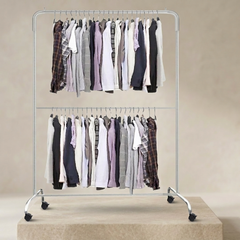 Double-Tier Heavy-Duty Silver Iron Wardrobe Organizer (5.5 ft x 4 ft)
